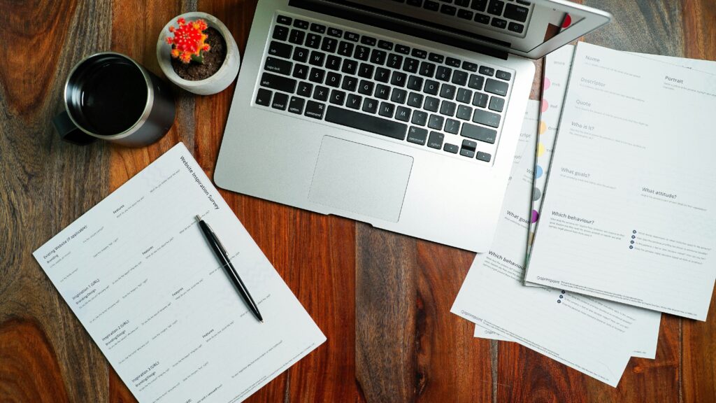 papers on a desk