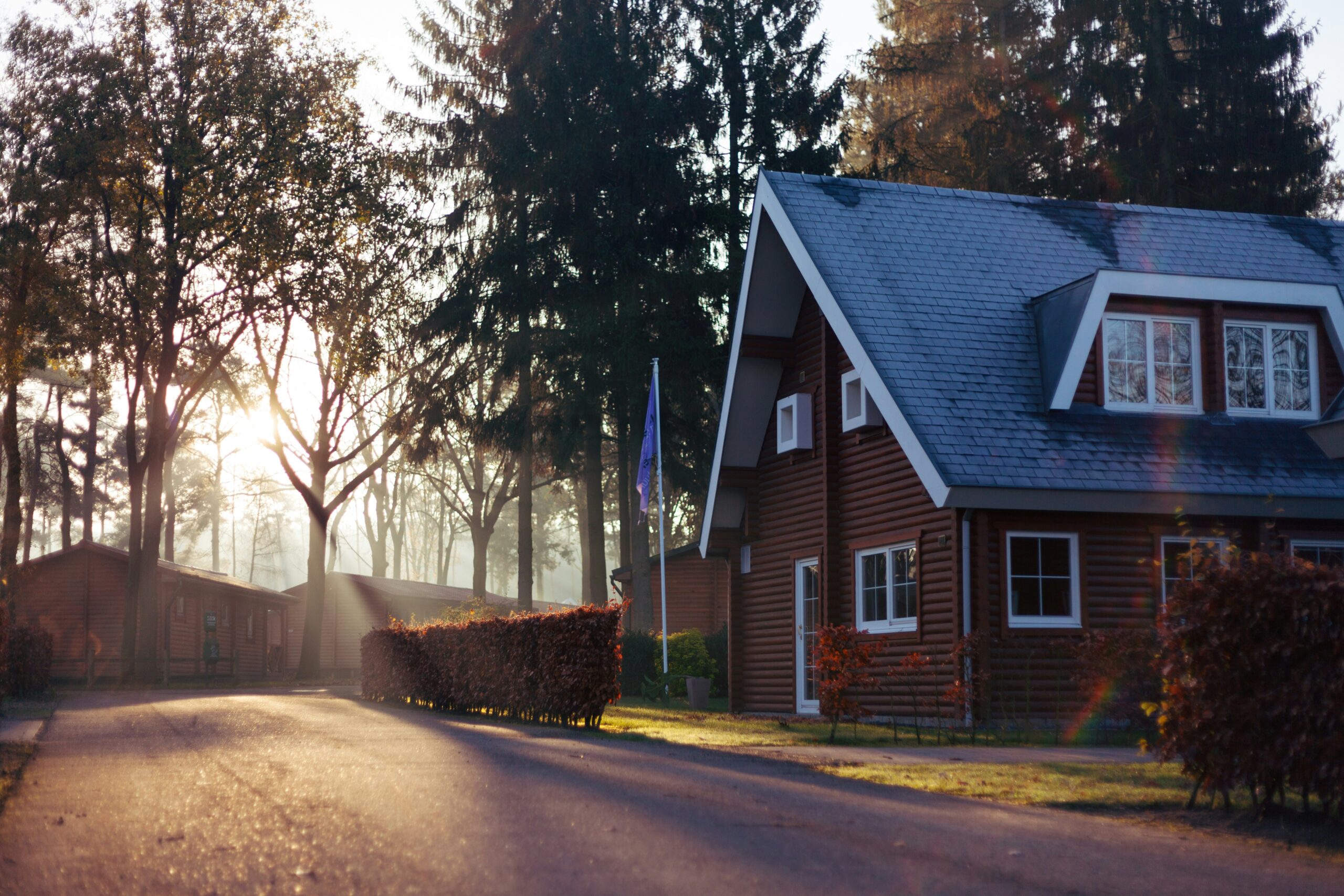 new home with light coming through the trees