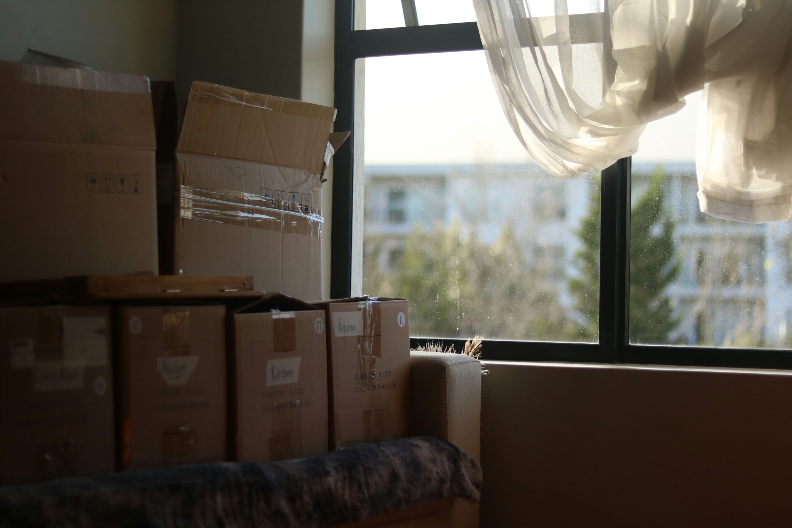 moving boxes by window